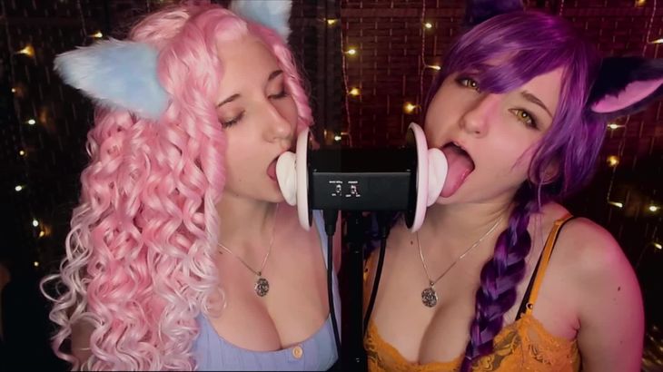 AftynRose ASMR Twin Kittens intense ahegao ear eating