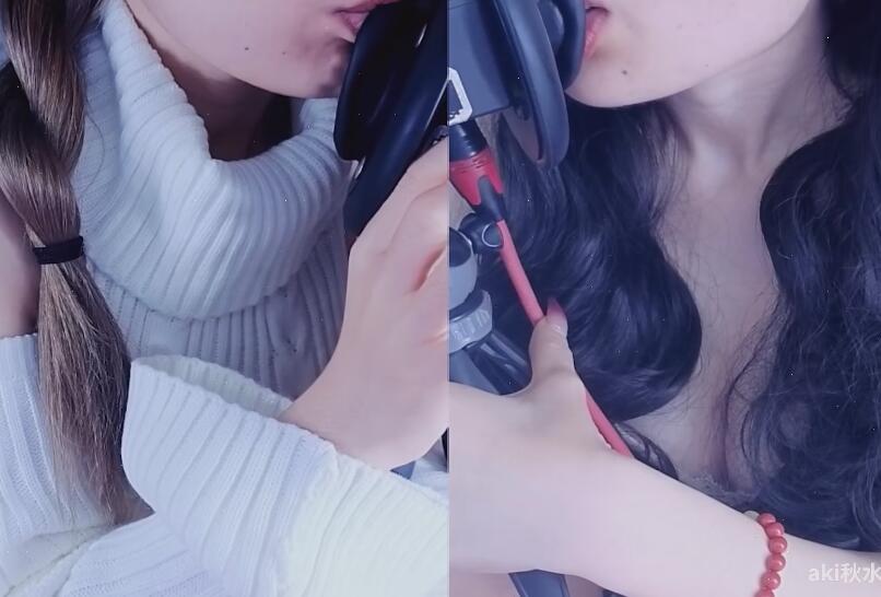 秋水ASMR 姐妹双人揉耳孔雀鱼~你更喜欢哪个.