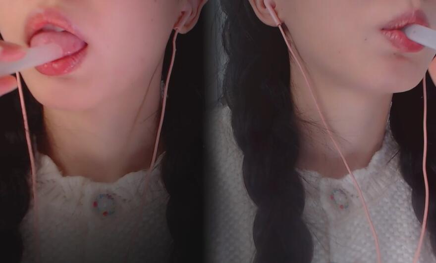 芝麻对辣ASMR 近距离舔麦 透视管道舔脸 吸管口腔音.